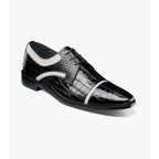Stacy Adams Fiorentino Cap Toe Oxford Print Leather 25814-111 Black & White