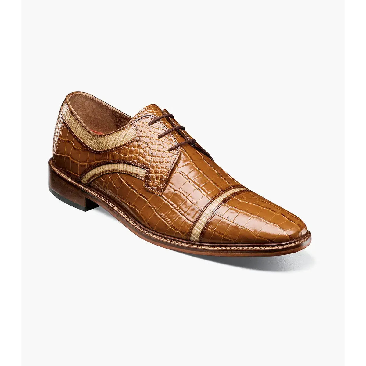 Stacy Adams Fiorentino Cap Toe Oxford Print Leather 25814-238 Tan Multi