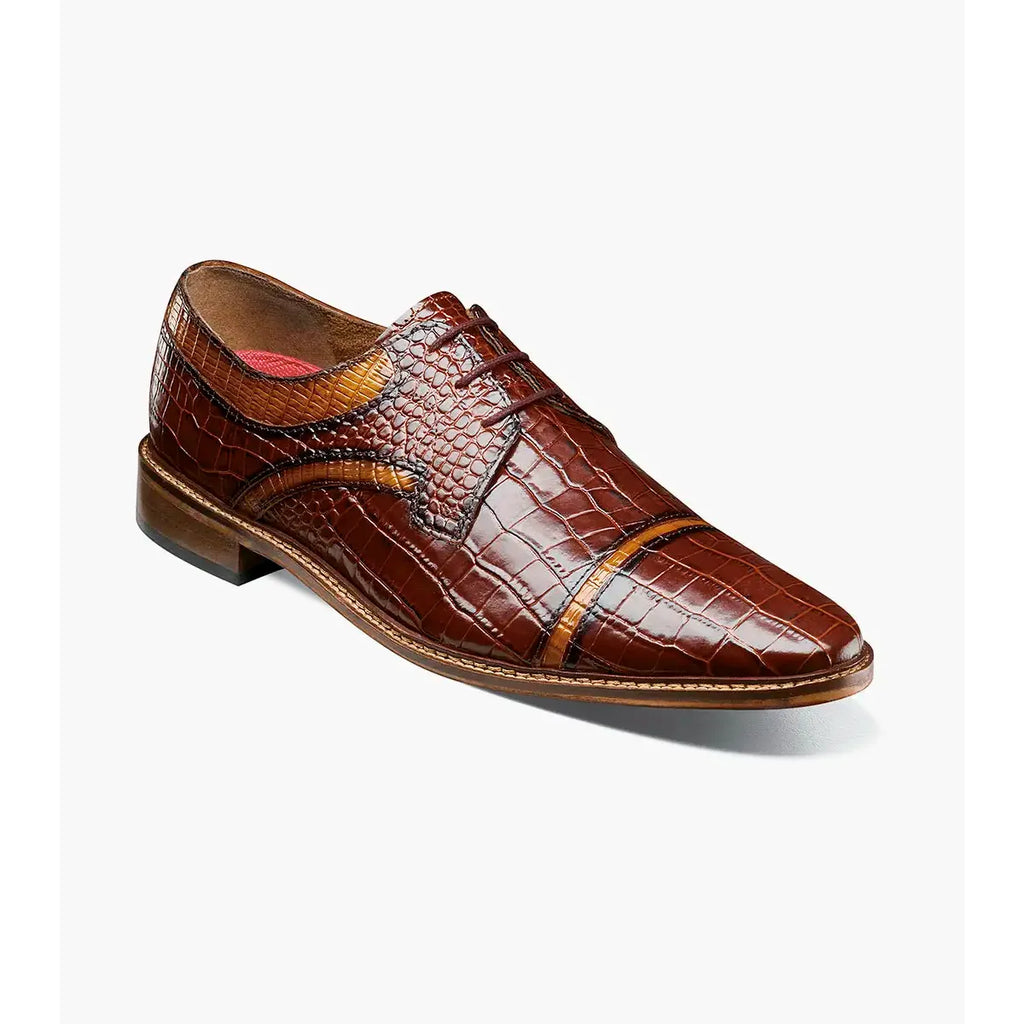 Stacy Adams Fiorentino Cap Toe Oxford Print Leather 25814-249 Brown Multi
