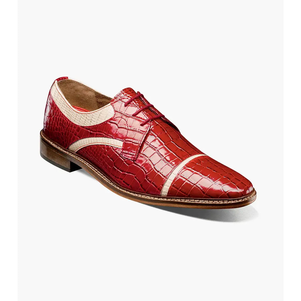 Stacy Adams Fiorentino Cap Toe Oxford Print Leather 25814-640 Red Multi