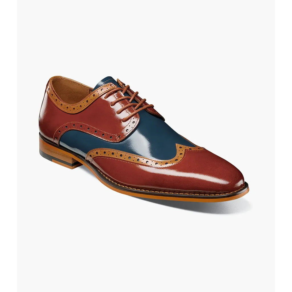 Stacy Adams Tindall Wingtip Oxford Men's Shoes 25832-229 Cognac Multi