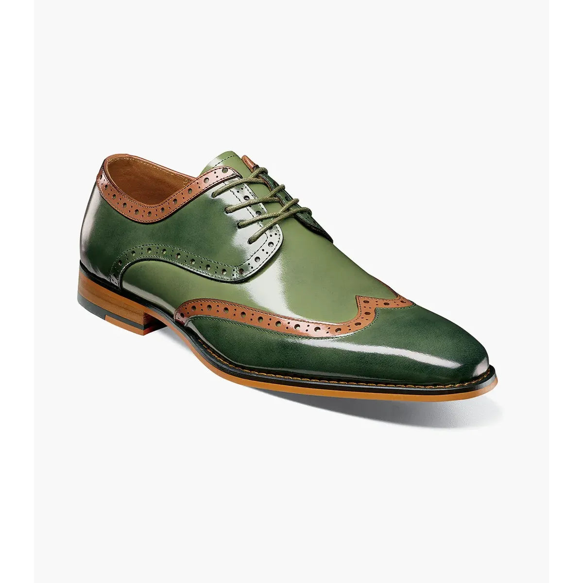 Stacy Adams Tindall Wingtip Oxford Men's Shoes 25832-302 Olive Multi