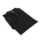 Mens Short Sleeves Fancy Polo Zipper Shirt by Targetti Rome 26605 Black