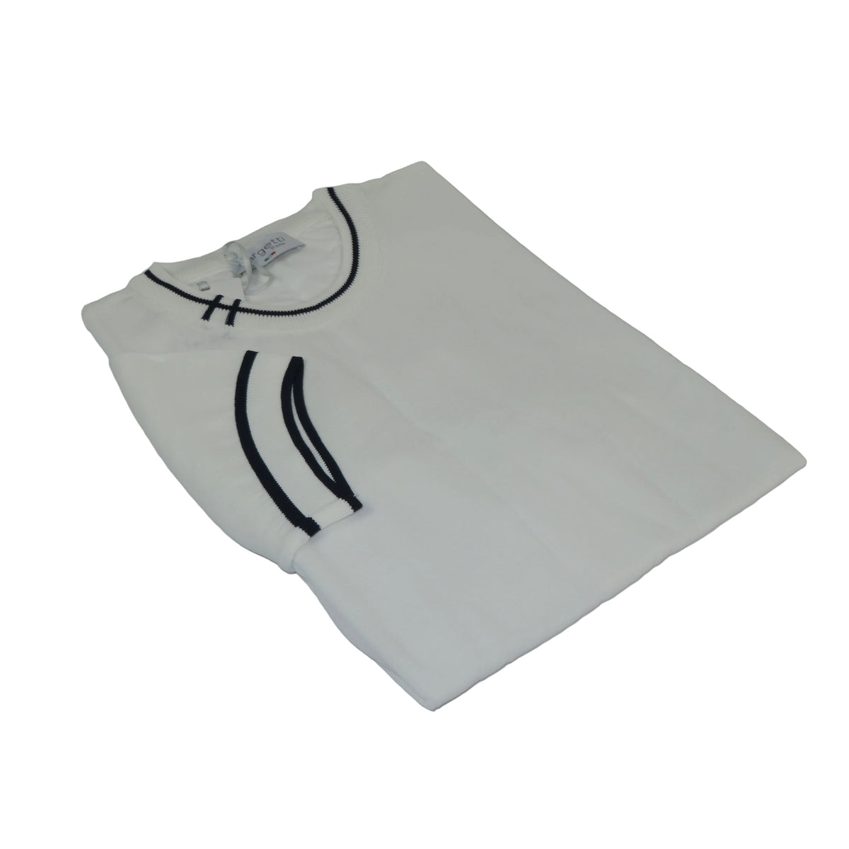 Mens Short Sleeves Fancy Crew Neck T-Shirts by Targetti Rome 26010 White