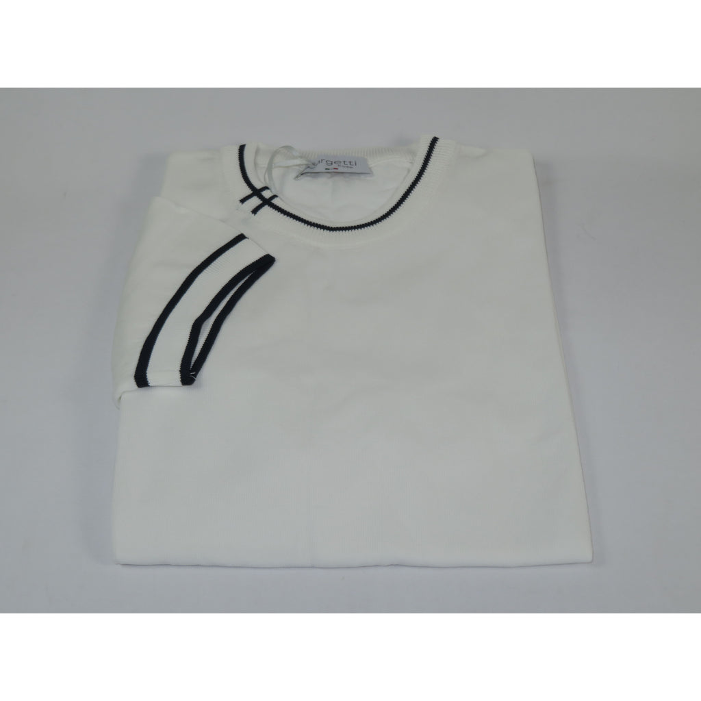 Mens Short Sleeves Fancy Crew Neck T-Shirts by Targetti Rome 26010 White