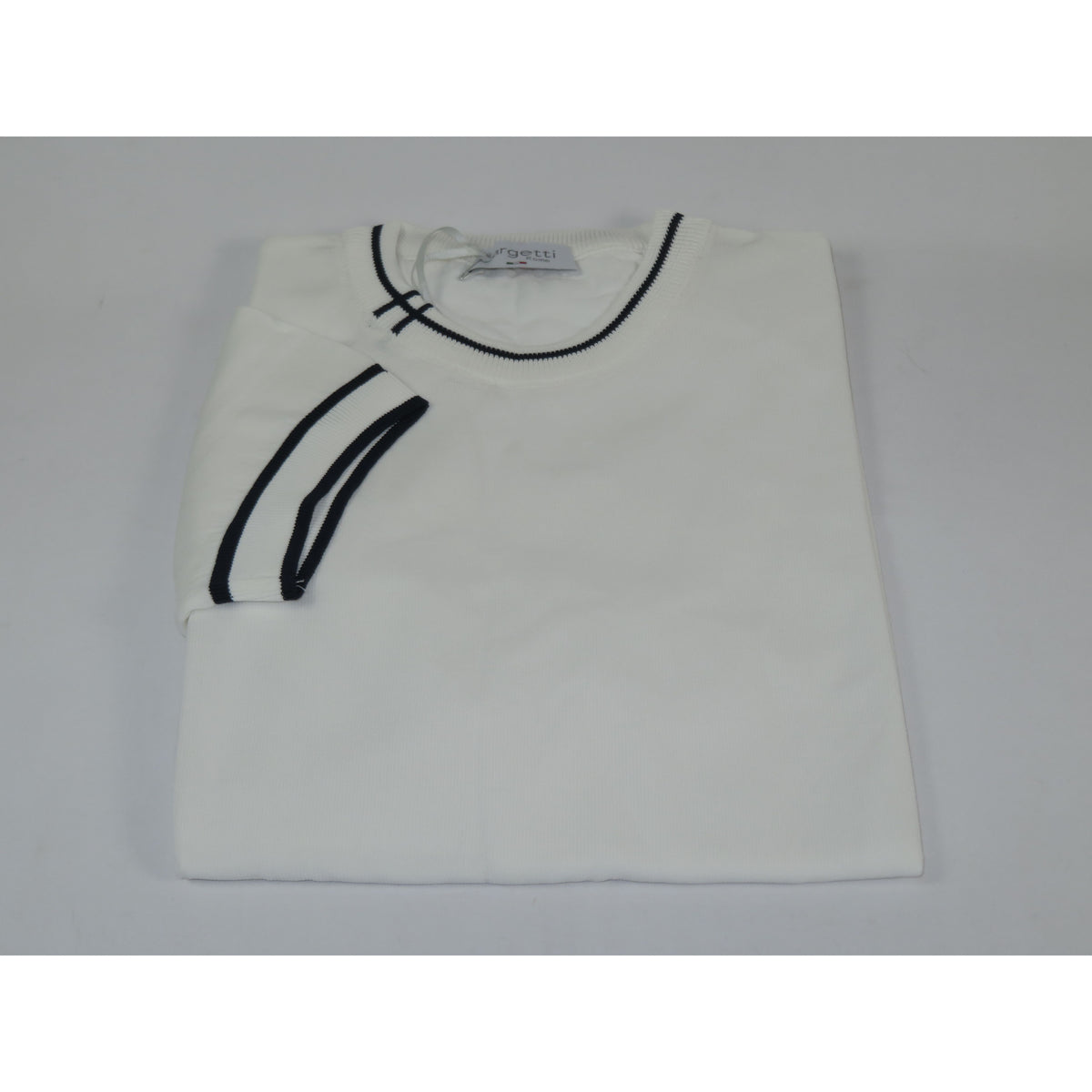 Mens Short Sleeves Fancy Crew Neck T-Shirts by Targetti Rome 26010 White