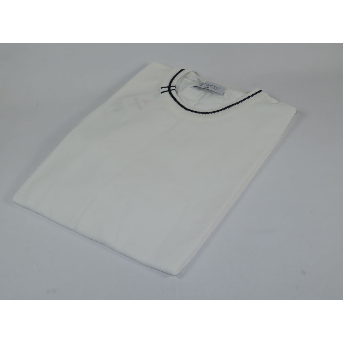 Mens Short Sleeves Fancy Crew Neck T-Shirts by Targetti Rome 26010 White