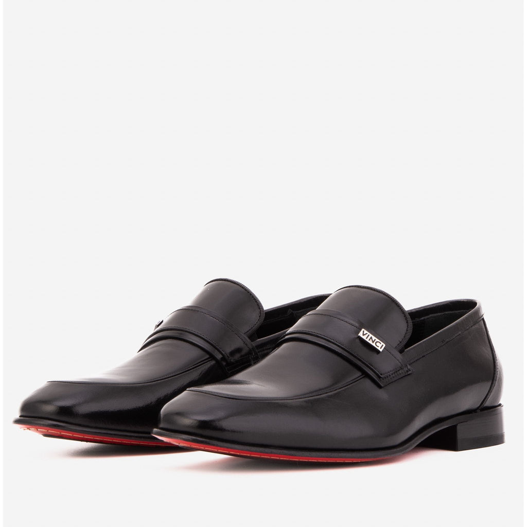 Vinci The Ashford Black Baby Buffalo Leather Loafer Men Shoe