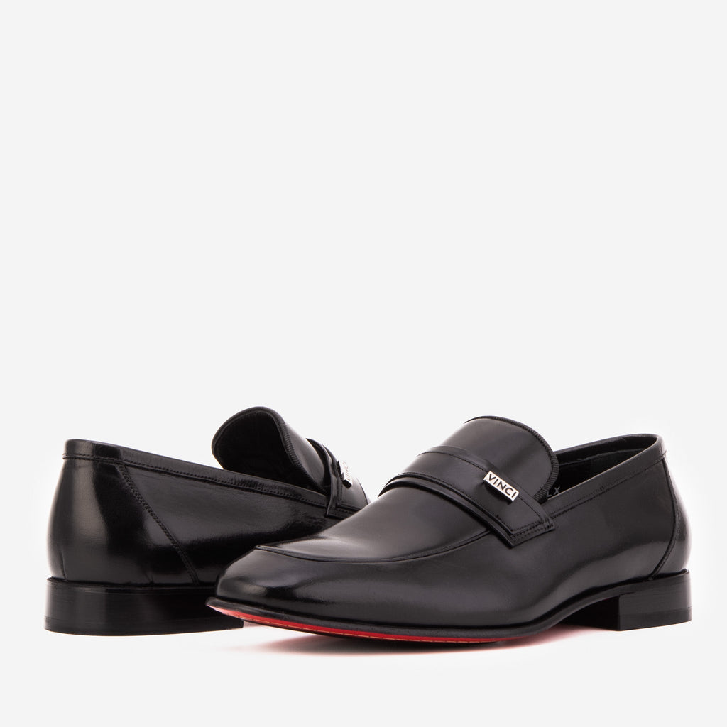 Vinci The Ashford Black Baby Buffalo Leather Loafer Men Shoe