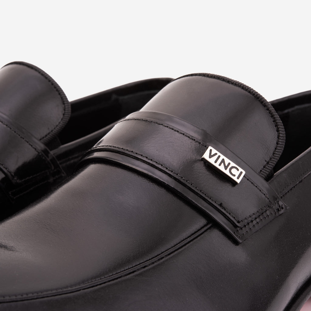 Vinci The Ashford Black Baby Buffalo Leather Loafer Men Shoe