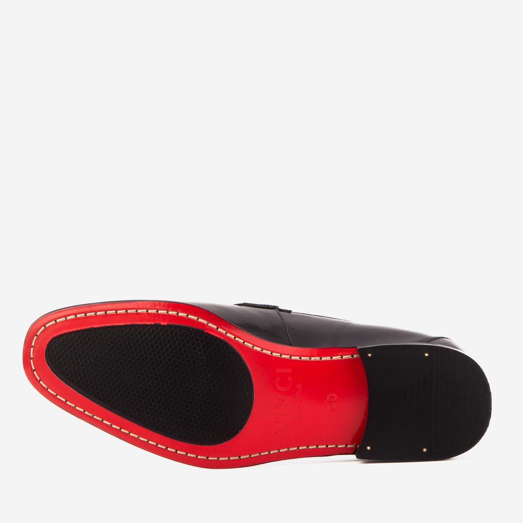 Vinci The Ashford Black Baby Buffalo Leather Loafer Men Shoe