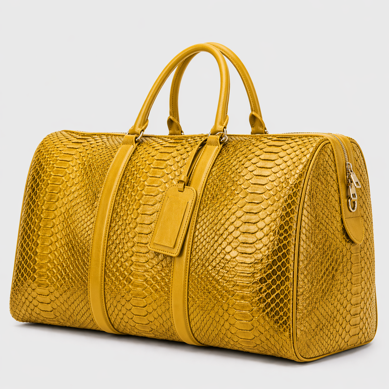 The Velar Yellow  Hand-Painted Python Leather Weekender Bag