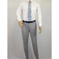 Mens Suit RENOIR English Plaid Window Pane Stretch Comfort Slim Fit 293-15 Gray
