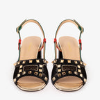 The Linea Black Leather Women Slingback Sandal