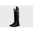 Vinci The Moengo Black Leather Leopard Knee High Women Boot