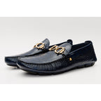 The Pisa Navy Blue Leather Bit Drive Loafer Men Shoe
