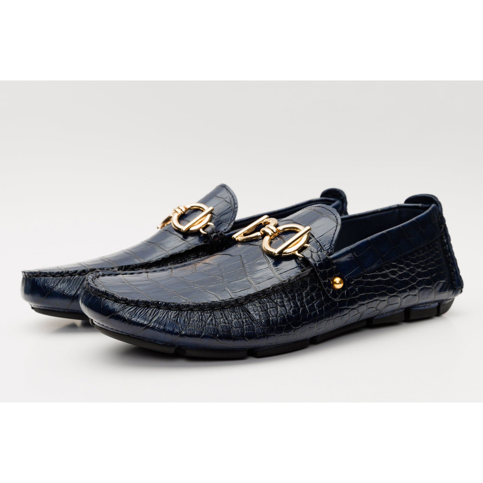The Pisa Navy Blue Leather Bit Drive Loafer Men Shoe