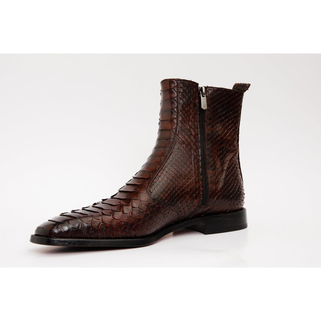 The Boss Burgundy Pythn Snk Zip-Up Leather Men Boot Limited Edition