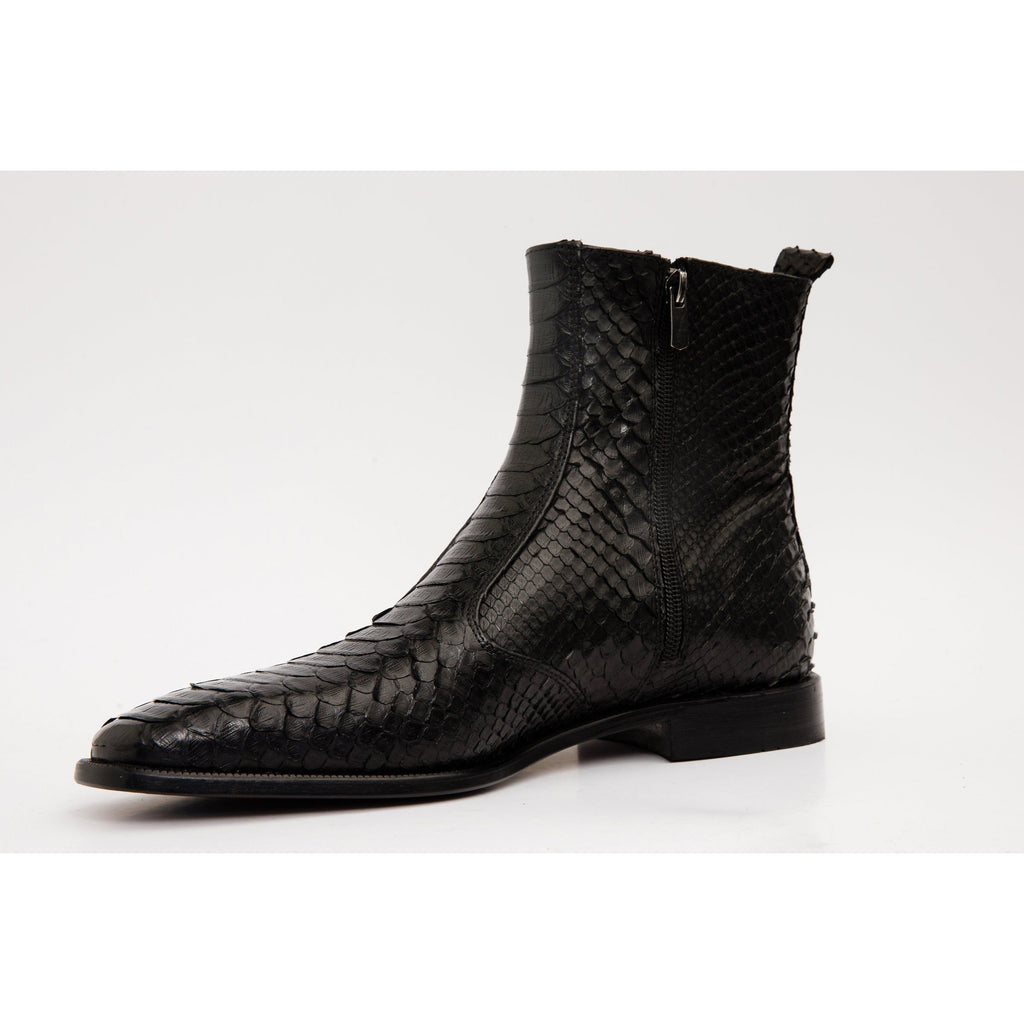 Vinci The Boss Black Snake Zip-Up Leather Men Boot Limited Edition