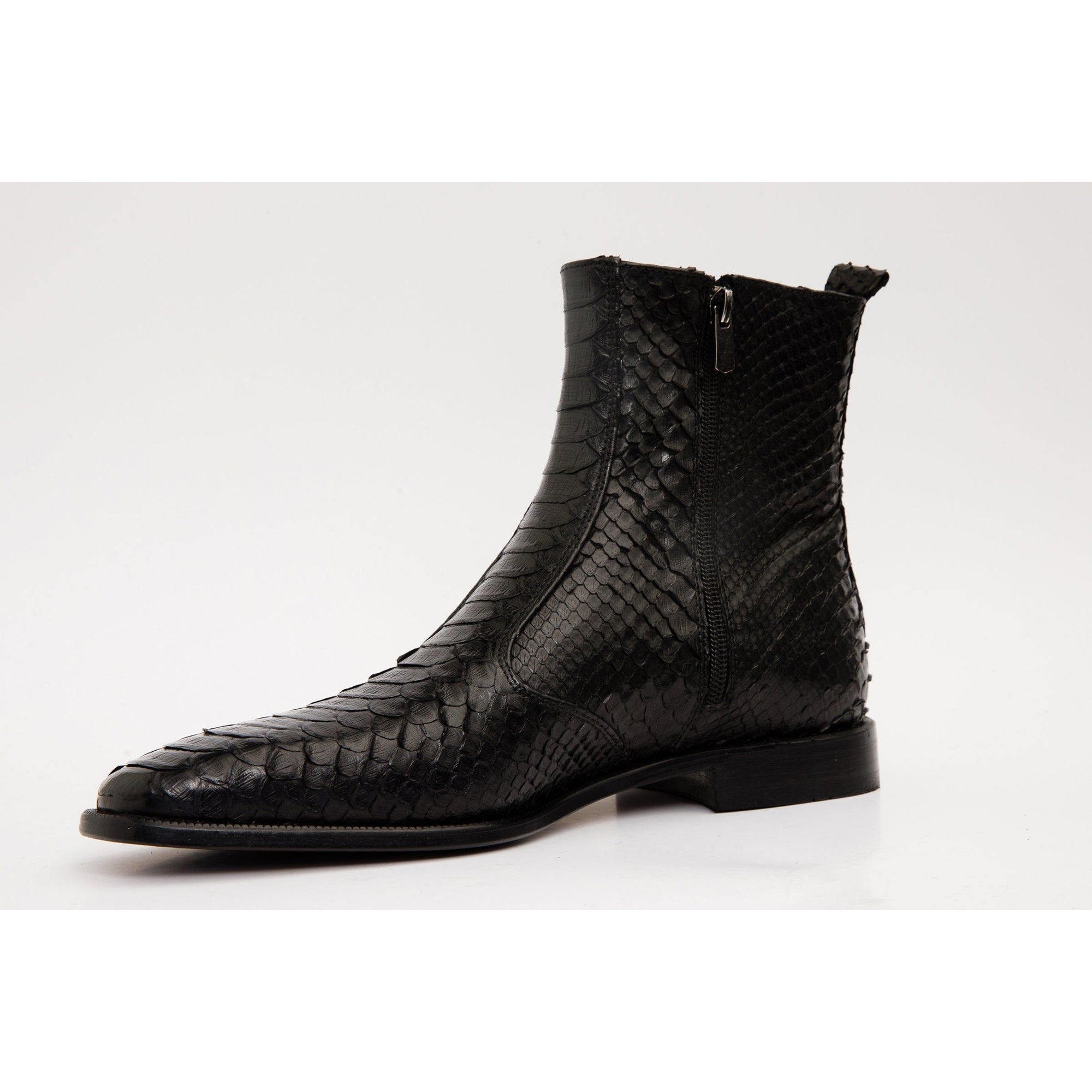 Vinci The Boss Black Snake Zip-Up Leather Men Boot Limited Edition