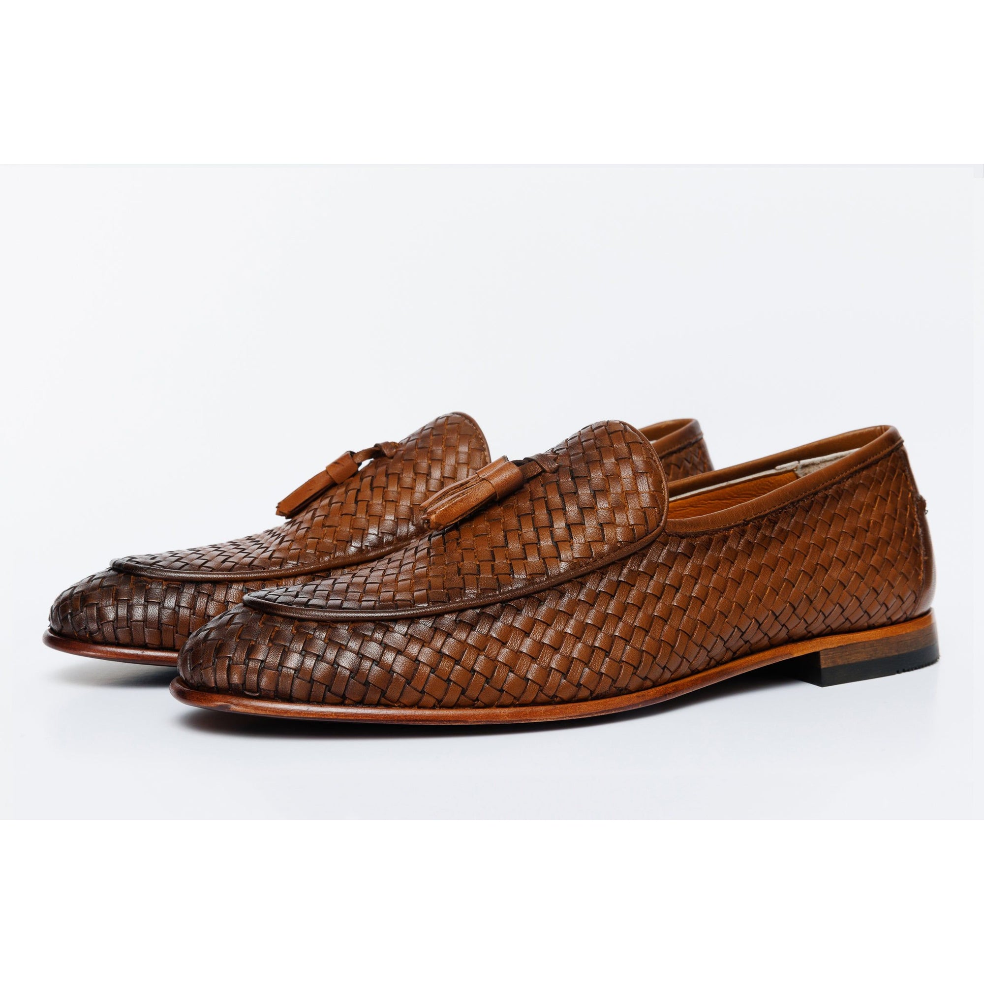 Vinci The Mclean Shoe Tan Woven Tassel Loafer Men Shoes