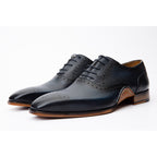 The Draco Handmade Navy Blue Semi Brogue Oxford Men Shoe