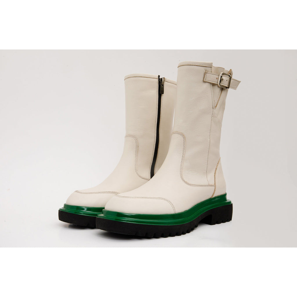 The Yako Cream Leather Mid Calf Women Boot Final Sale!
