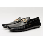 The Pisa Black Leather Bit Drive Loafer Men Shoe