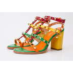 The Nejapa Block Heel Multicolor Leather Women Sandal