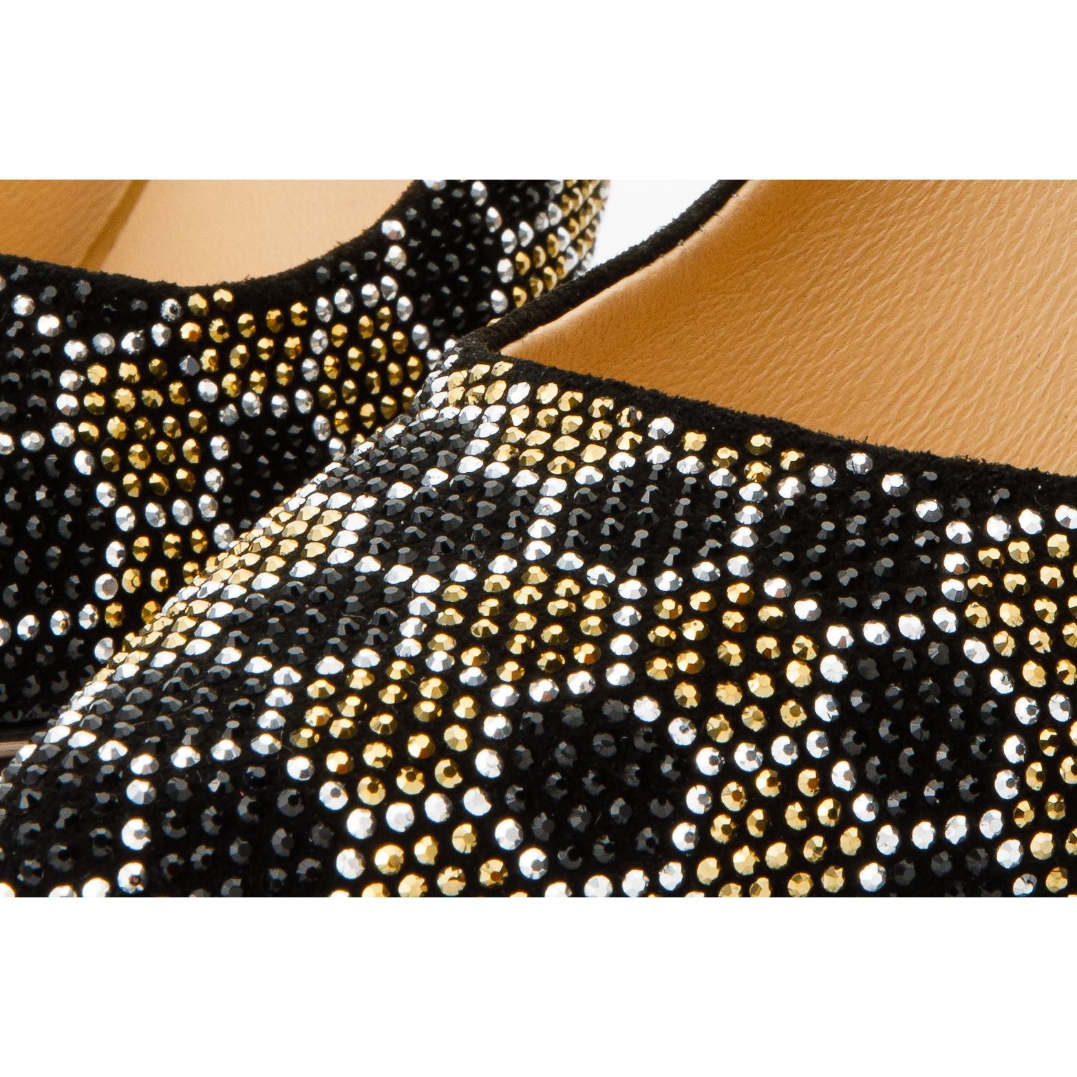 The Bolu Black & Gold Glitter Leather Pump Women Shoe