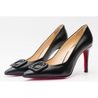 Vinci The Maneadero Black Leather Pump Fuchsia Sole Women Shoes