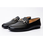 Luanda Black Leather Women Flat Shoe