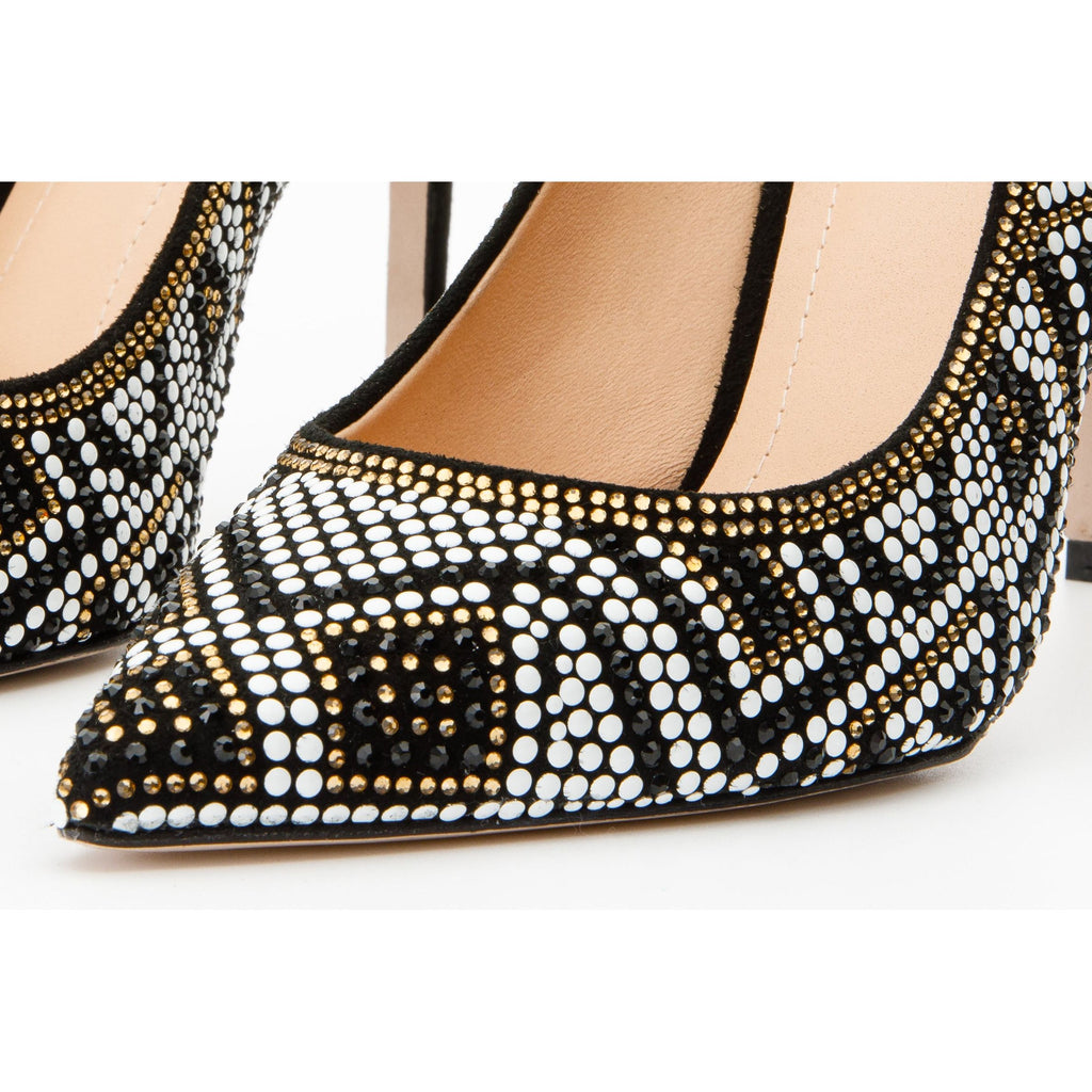 The Nampula Black Glitter Leather Pump Women Shoe