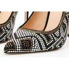 The Nampula Black Glitter Leather Pump Women Shoe