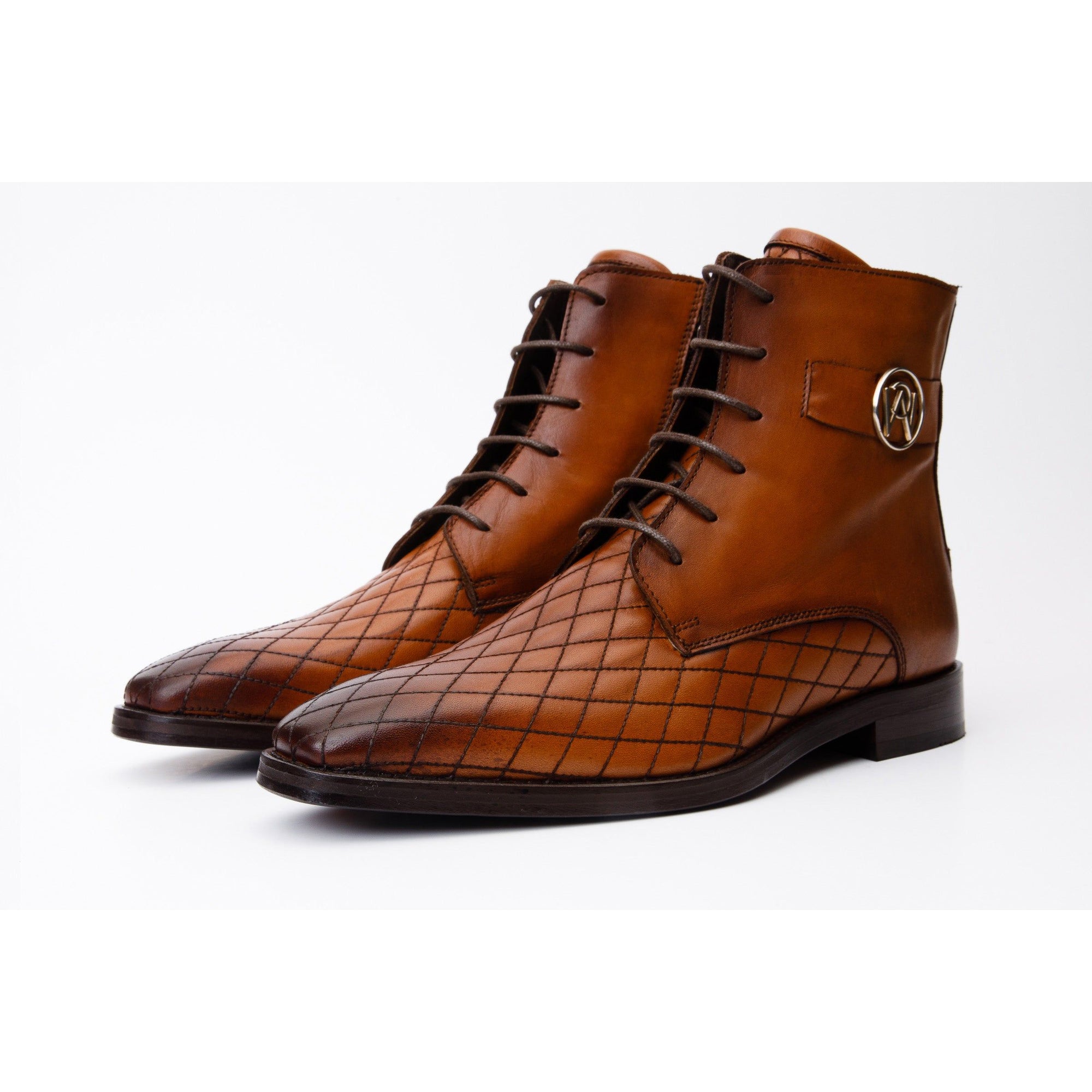 The Zeus Brown Leather Lace-Up Men Boot with a Zipper