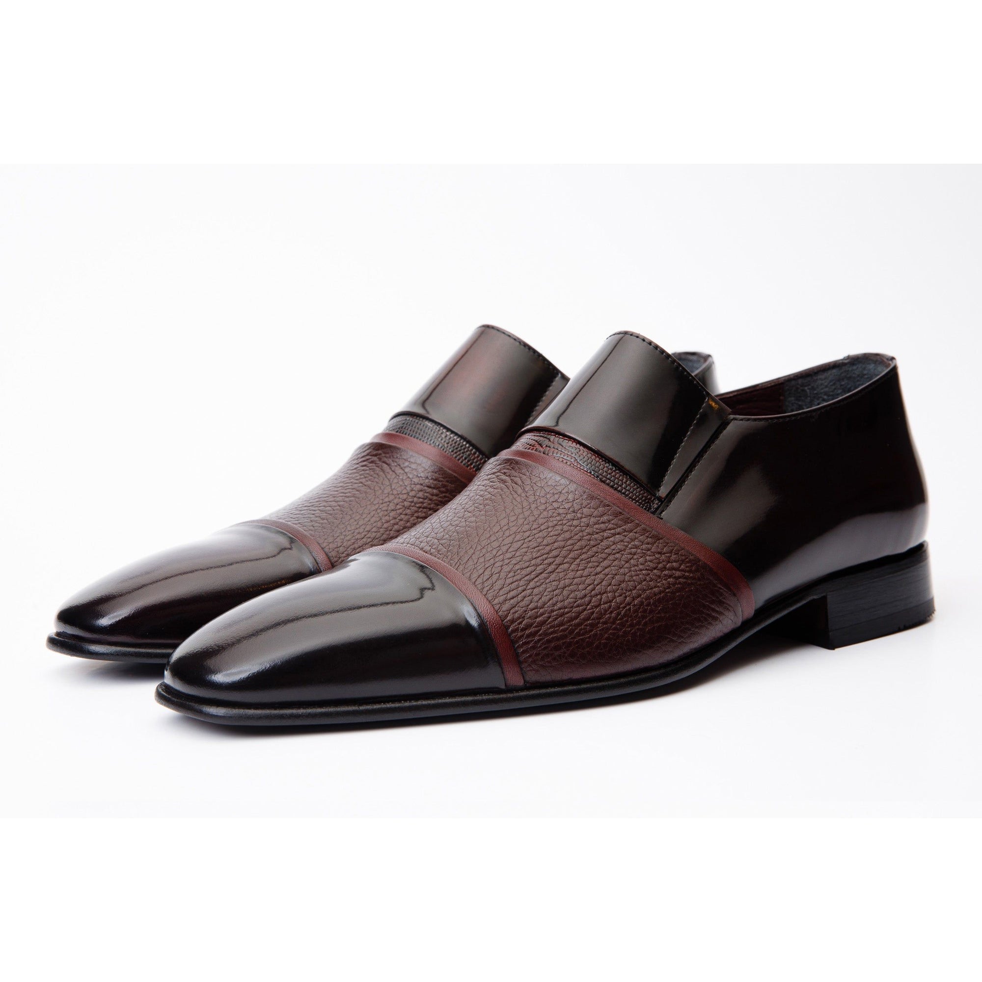 The Everest Burgundy & Burneshed Leather Cap Toe Dress Loafer Men Shoe