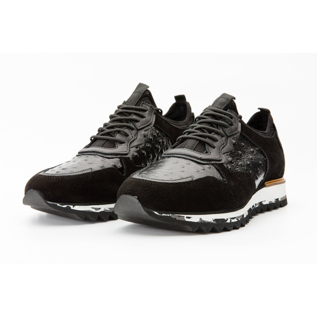 The Sopez Black Leather Men Sneaker