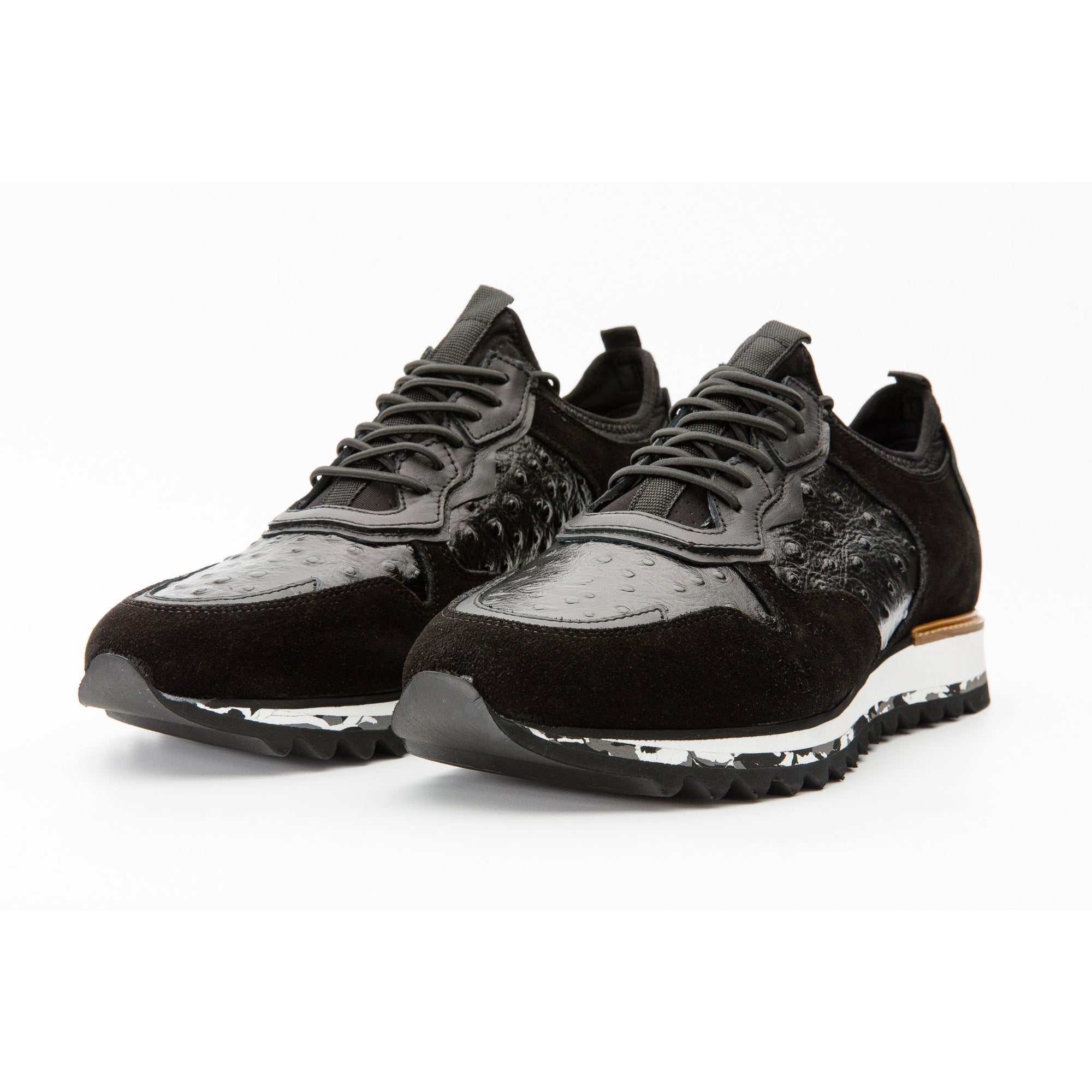 The Sopez Black Leather Men Sneaker