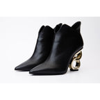 The Abriel Black Leather Ankle Women Boot