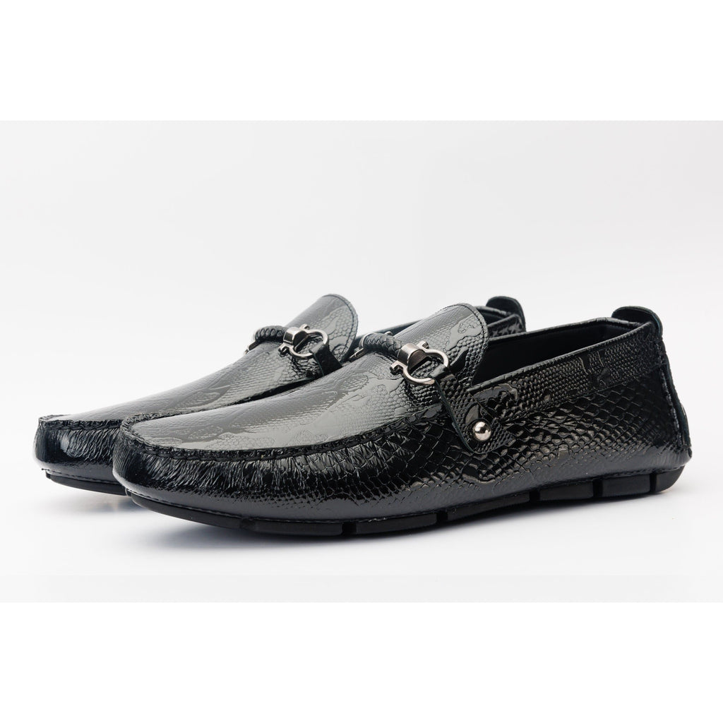 The Bologna Black Leather Bit Drive Loafer Men Shoe