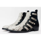 Boss Pythn Snk Black & Natural Zip-Up Leather Men Boot Limited Edition