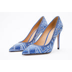 Vinci The Nampula Sax Blue Glitter Leather Pump Women Shoes