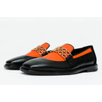 The Gemena Black & Orange Leather Bit Dress Loafer Men Shoe  Final Sale!