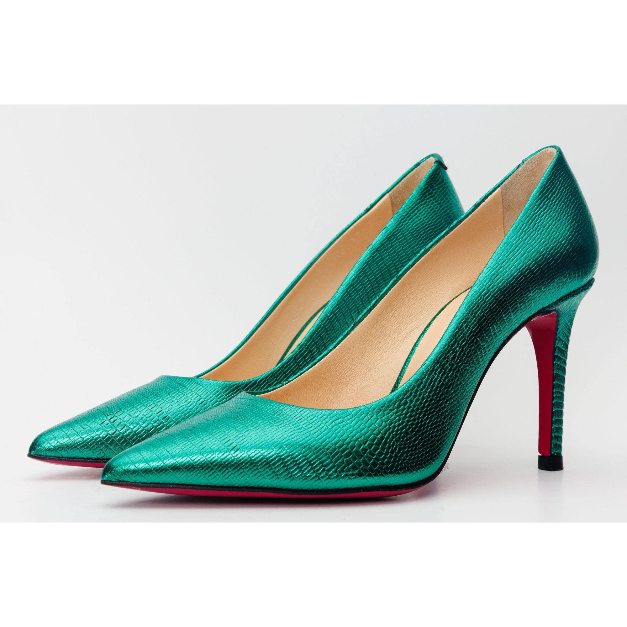 The Maple Green Leather Pump Fuchsia Sole Women Shoe