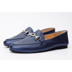 Luanda Navy Blue Leather Women Flat Shoe