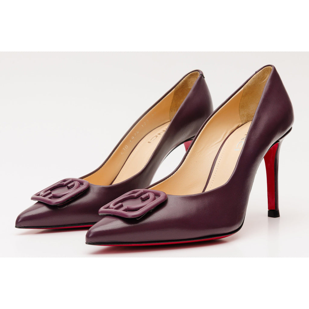 The Maneadero Dark Purple Leather Pump Fuchsia Sole Women Shoe
