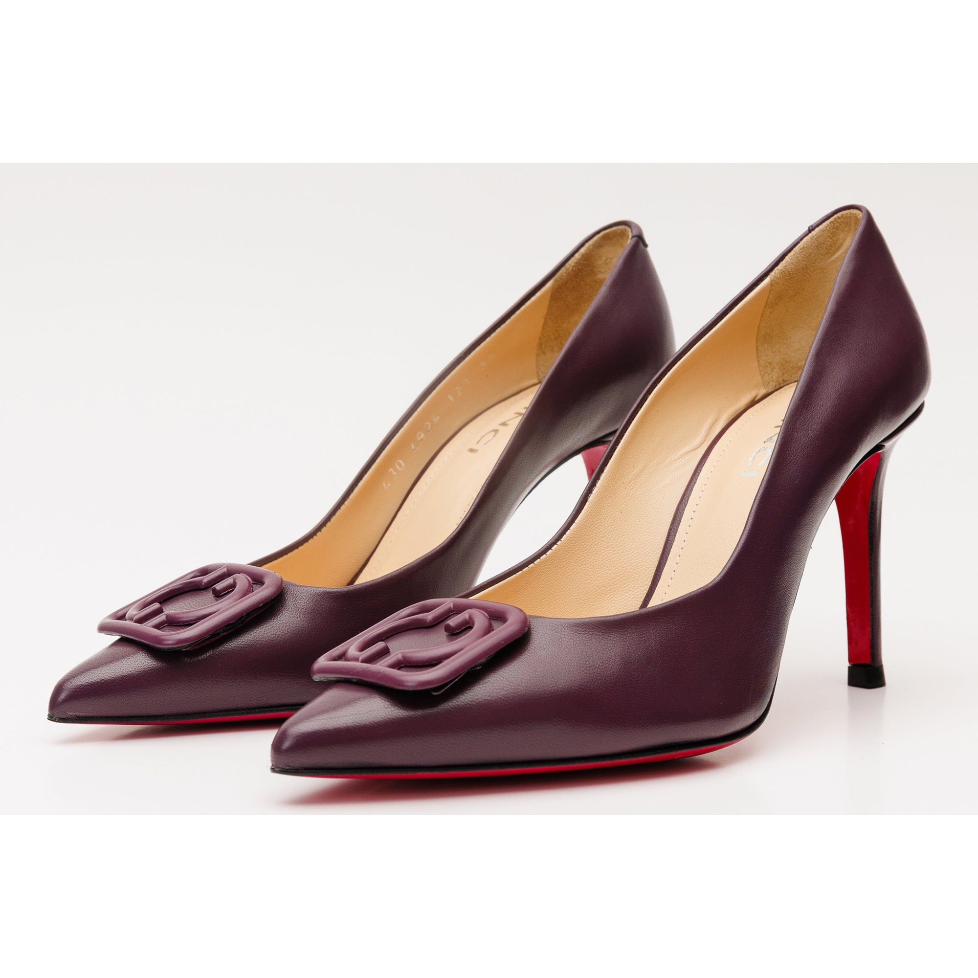 The Maneadero Dark Purple Leather Pump Fuchsia Sole Women Shoe