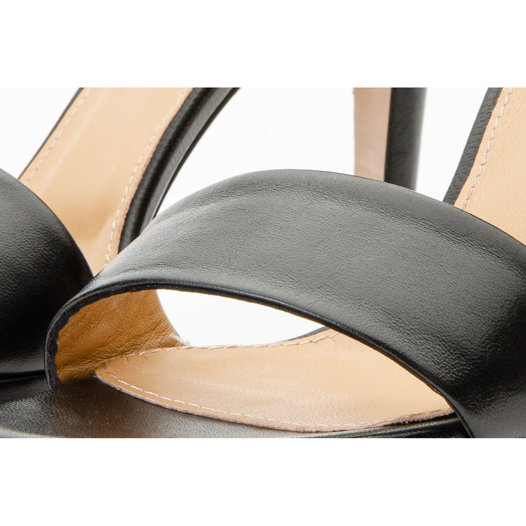 The Aksu Black Leather Ankle Strap Women Sandal Final Sale!