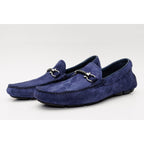 The Bari Navy Blue Suede Leather Bit Drive Loafer Men Shoe