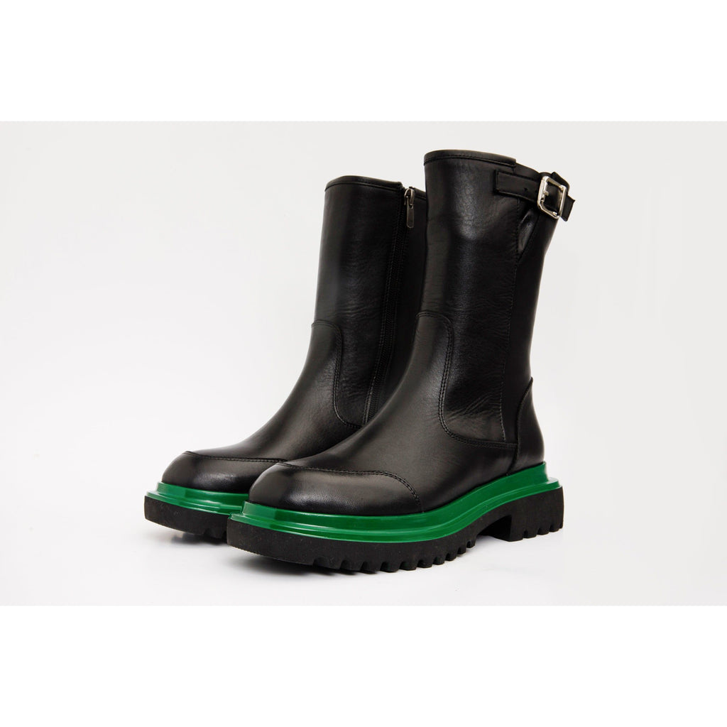The Yako Black Leather Mid Calf Women Boot Final Sale!